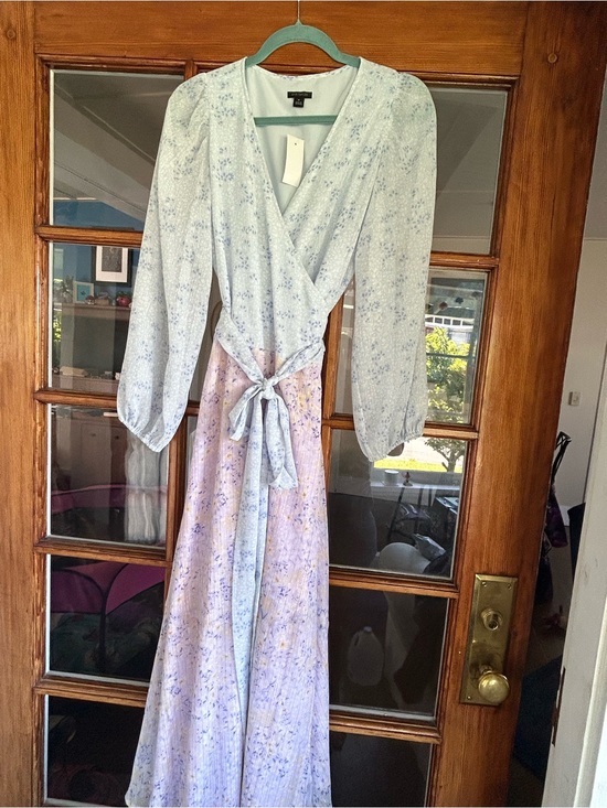Ann Taylor Dresses & Skirts - Ann Taylor Light Blue and Lavender Floral Wrap Maxi Dress